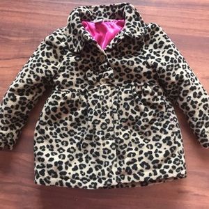 Girls Leopard print Peacoat 5t